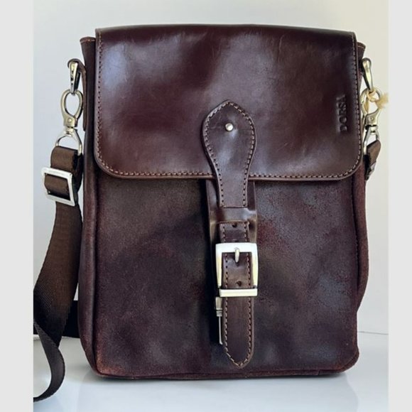 DORSA Leather & Luxury Brown Crossbody Messenger Bag NEW NWT - Picture 2 of 16